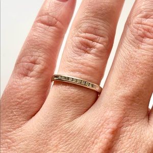 14k Solid White Gold Diamond Channel Ring Size 6 3/4 simple Dainty classic